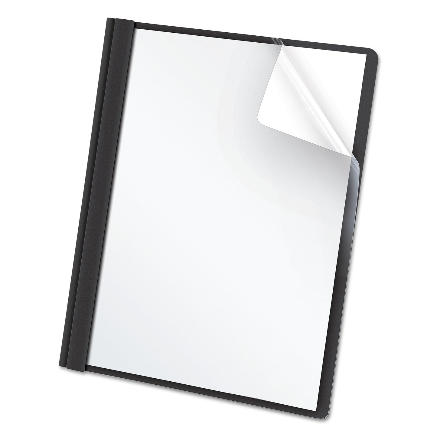 Oxford Clear Front Standard Grade Report Cover, Three-Prong Fastener, 0.5" Capacity, 8.5 x 11, Clear/Black, 25/Box