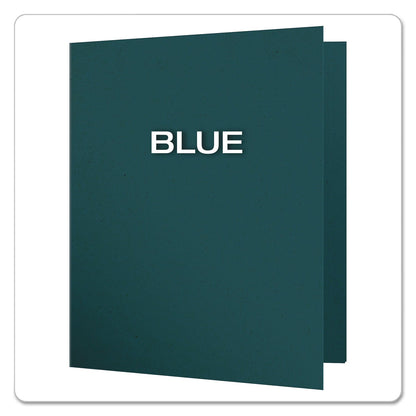 Oxford Earthwise by Oxford 100% Recycled Paper Twin-Pocket Portfolio, 100-Sheet Capacity, 11 x 8.5, Blue, 25/Box