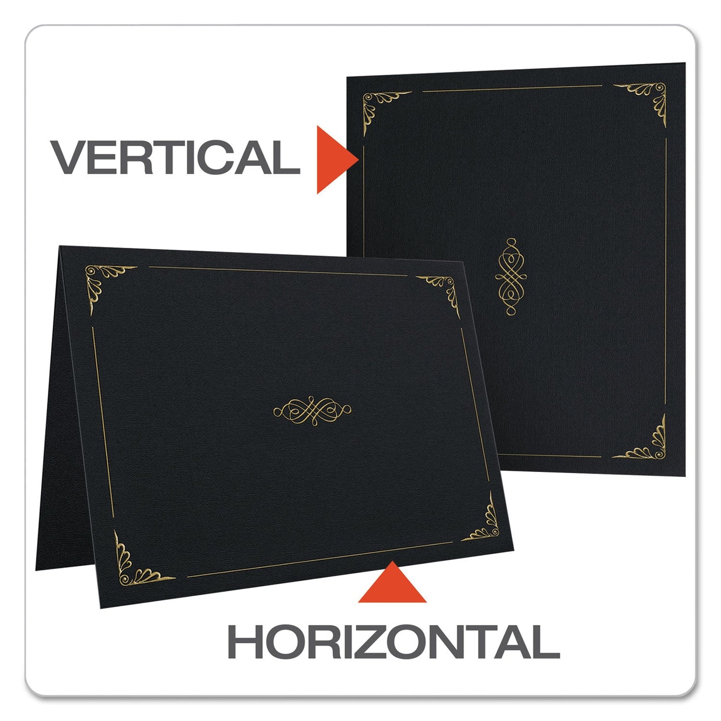 Oxford Certificate Holder, 11.25 x 8.75, Black, 5/Pack