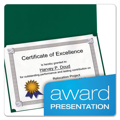 Oxford Certificate Holder, 11.25 x 8.75, Green, 5/Pack