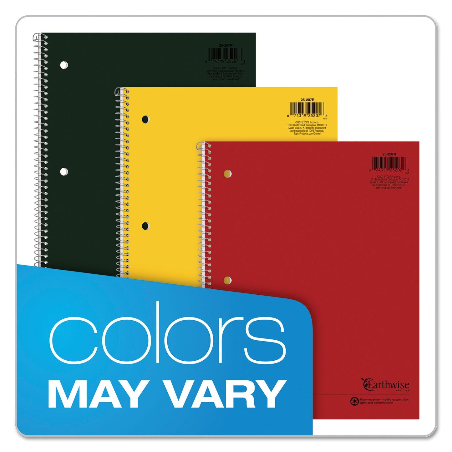 Oxford Earthwise by Oxford Recycled Single Subject Notebook, Medium/College Rule, Randomly Assorted Covers, 11 x 8.5, 100 Sheets