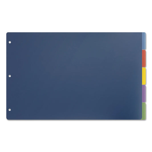 Cardinal Tabloid-Size Poly Index Divider, 5-Tab, 11 x 17, Assorted, 1 Set