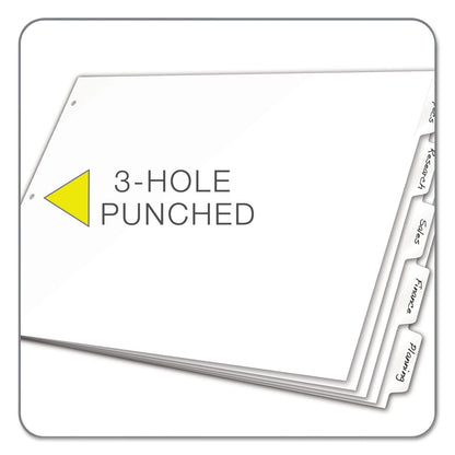 Cardinal Write 'n Erase Tabloid Index Dividers, 5-Tab, 11 x 17, White, 1 Set