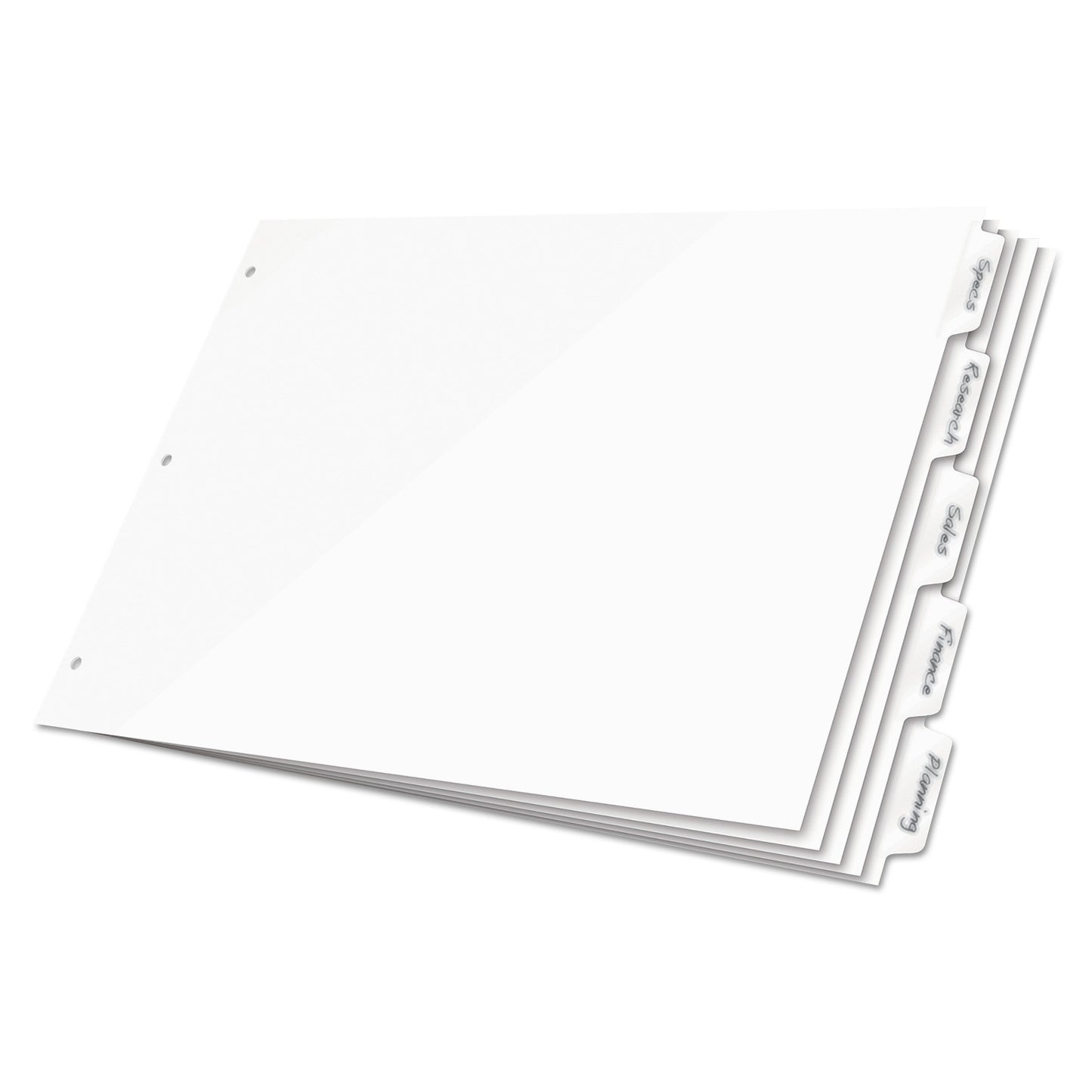 Cardinal Write 'n Erase Tabloid Index Dividers, 5-Tab, 11 x 17, White, 1 Set