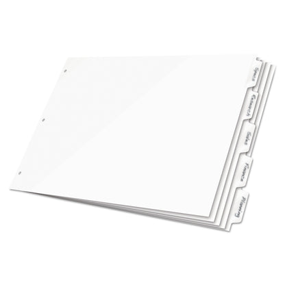 Cardinal Write 'n Erase Tabloid Index Dividers, 5-Tab, 11 x 17, White, 1 Set