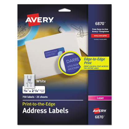 Avery Vibrant Laser Color-Print Labels w/ Sure Feed, 0.75 x 2.25, White, 750/PK