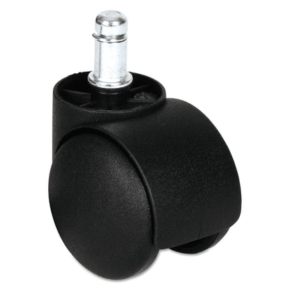 Alera Dual Wheel Hooded Casters, Grip Ring Type B Stem, 1.5" Hard Nylon Wheel, Matte Black, 5/Set