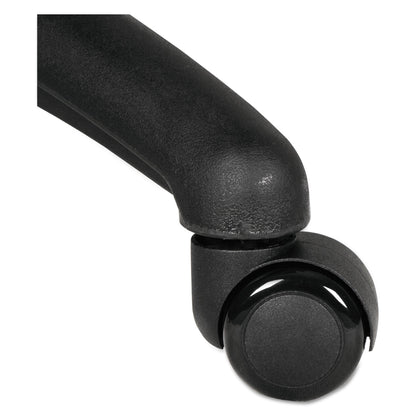 Alera Dual Wheel Hooded Casters, Grip Ring Type B Stem, 2" Soft Nylon Wheel, Black, 5/Set