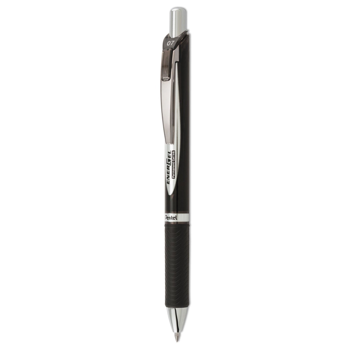 Pentel EnerGel PRO Permanent Ink Gel Pen, Retractable, Medium 0.7 mm, Black Ink, Black Barrel
