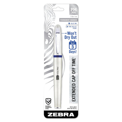Zebra PM-701 Permanent Marker, Medium Bullet Tip, Blue