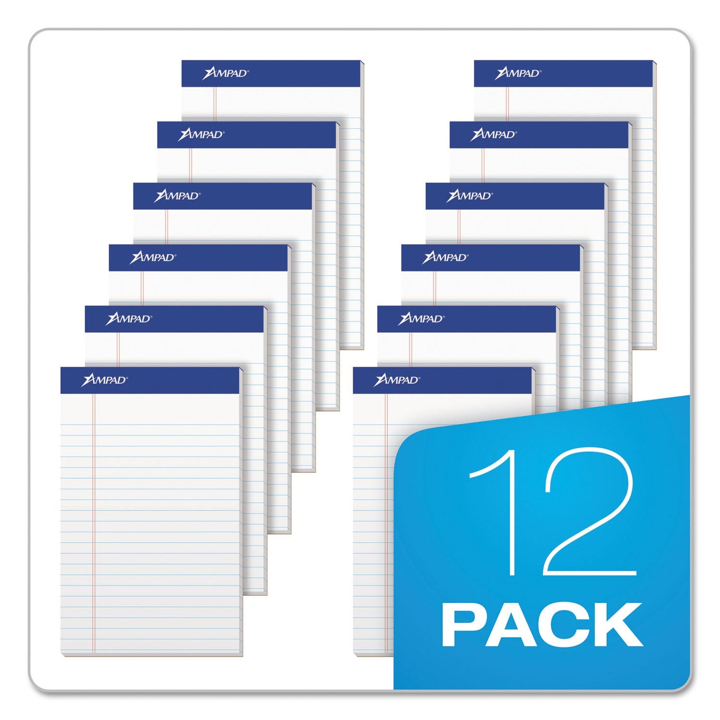 Ampad Recycled Writing Pads, Narrow Rule, Politex Green Kelsu Headband, 50 White 5 x 8 Sheets, Dozen