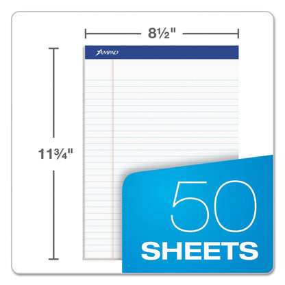 Ampad Recycled Writing Pads, Wide/Legal Rule, Politex Green Kelsu Headband, 50 White 8.5 x 11.75 Sheets, Dozen