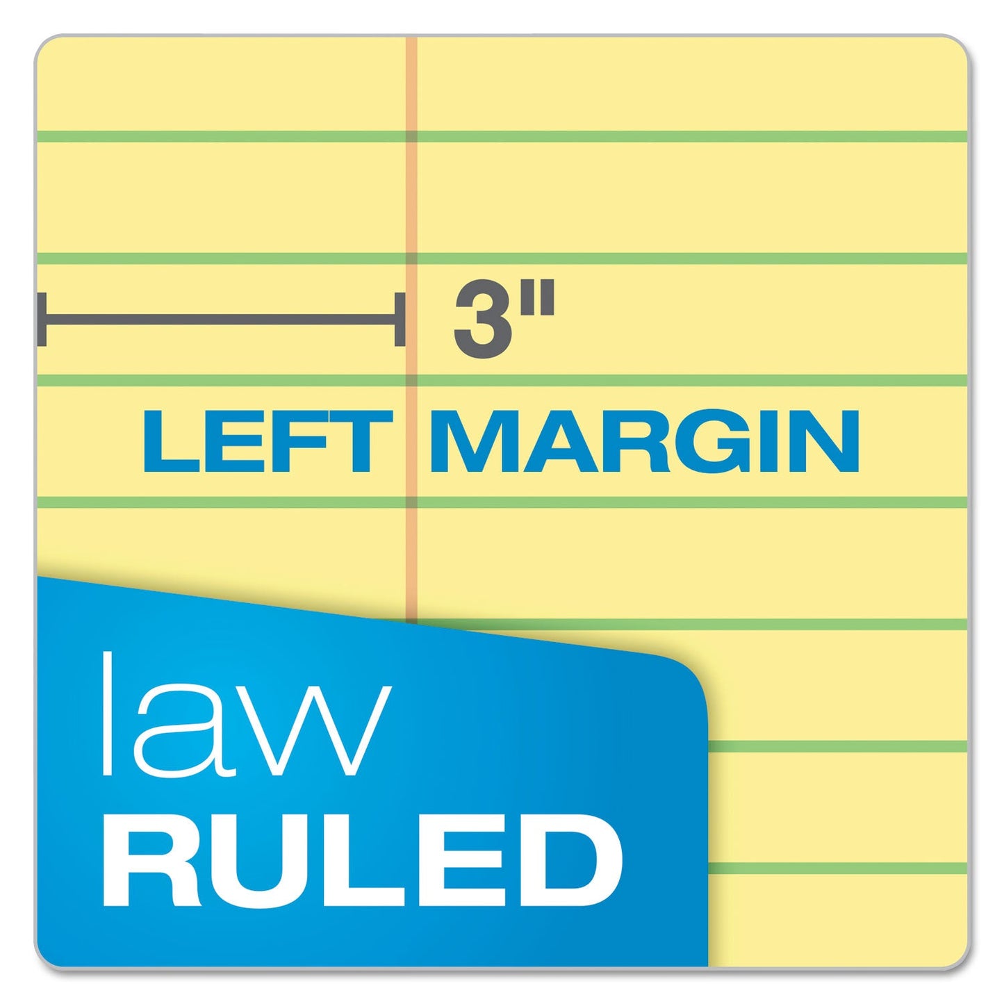 Ampad Double Sheet Pads, Pitman Rule Variation (Offset Dividing Line - 3" Left), 100 Canary-Yellow 8.5 x 11.75 Sheets
