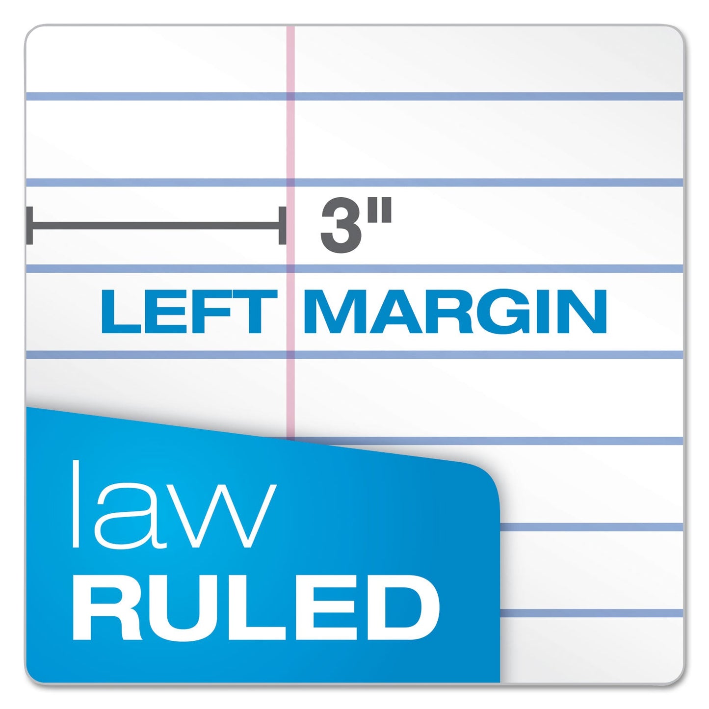 Ampad Double Sheet Pads, Pitman Rule Variation (Offset Dividing Line - 3" Left), 100 White 8.5 x 11.75 Sheets