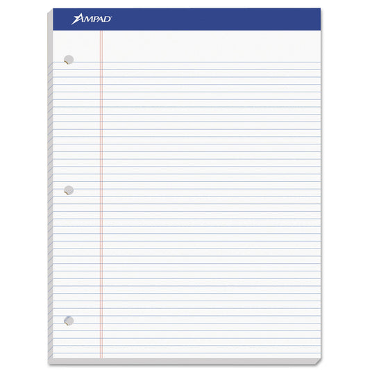 Ampad Double Sheet Pads, Wide/Legal Rule, 100 White 8.5 x 11.75 Sheets