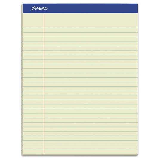 Ampad Pastel Writing Pads, Wide/Legal Rule, Blue Headband, 50 Green-Tint 8.5 x 11.75 Sheets, Dozen