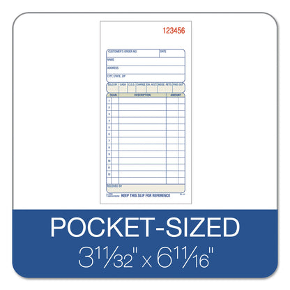 Adams Two-Part Sales Book, Two-Part Carbon, 3.38 x 6.69, 1/Page, 50 Forms