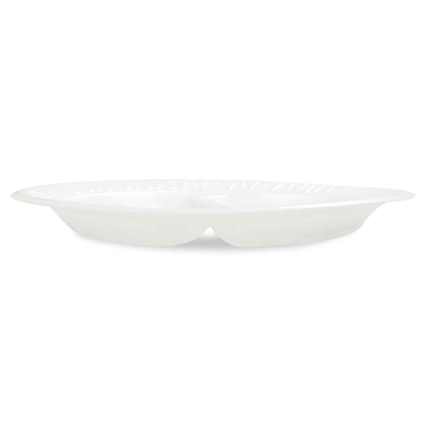 Dart Concorde Foam Plate, 3-Compartment, 10.25" dia, White, 125/Pack, 4 Packs/Carton