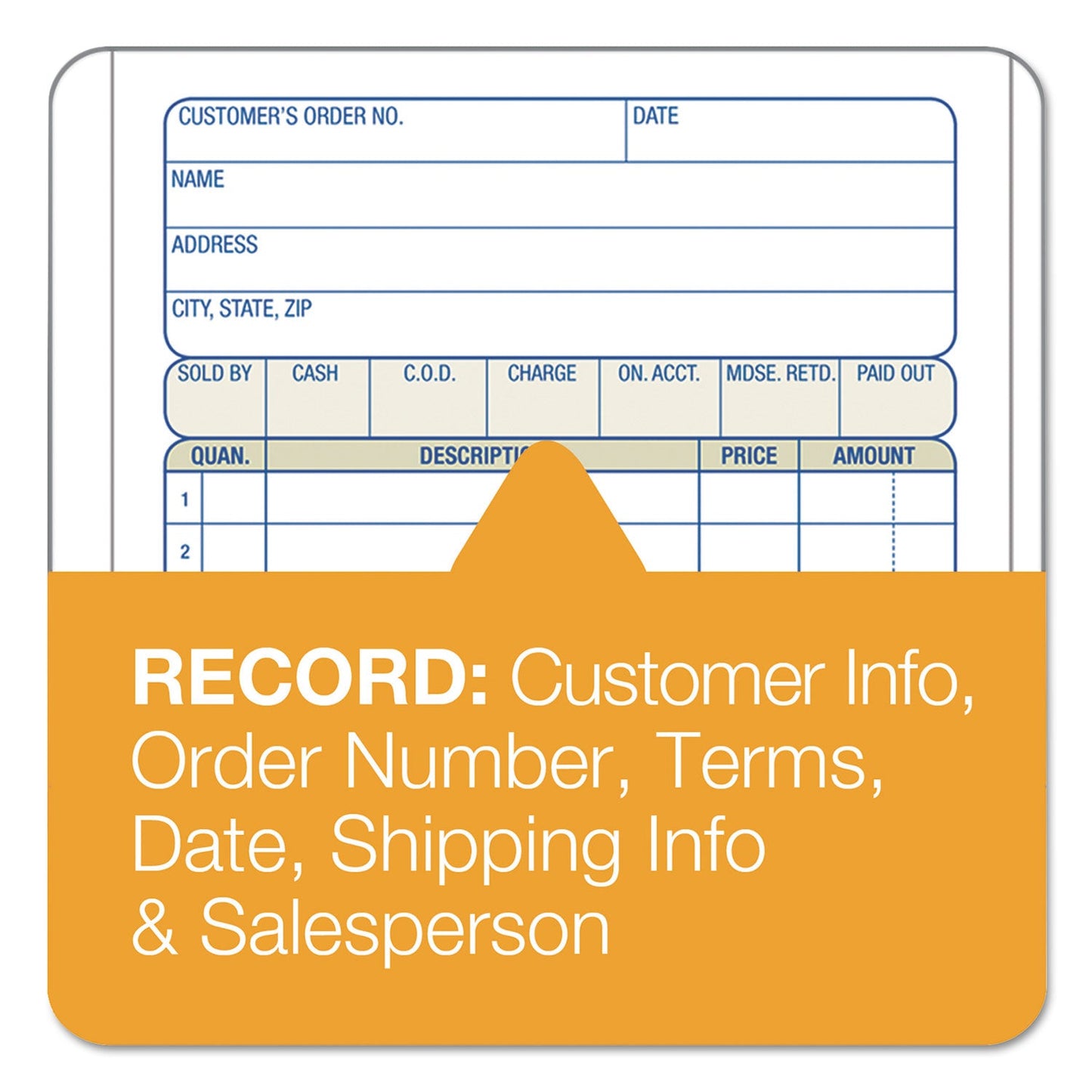 Adams Two-Part Sales Book, Two-Part Carbon, 6.69 x 4.19, 1/Page, 50 Forms