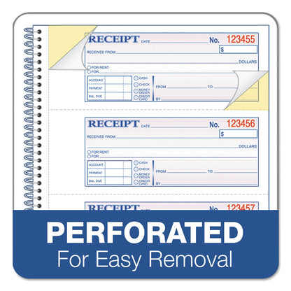 Adams TOPS Money/Rent Receipt Book, 7.13 x 2.75, Two-Part Carbon, 4/Page, 200 Forms
