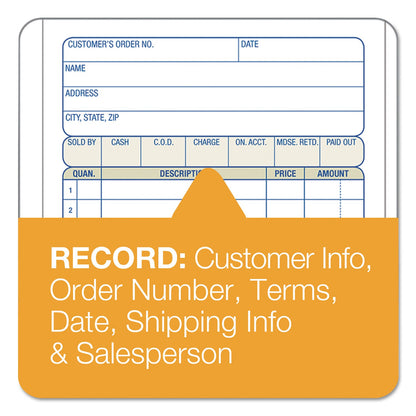 Adams Carbonless Sales Order Book, Three-Part Carbonless, 3.25 x 7.13, 50 Forms