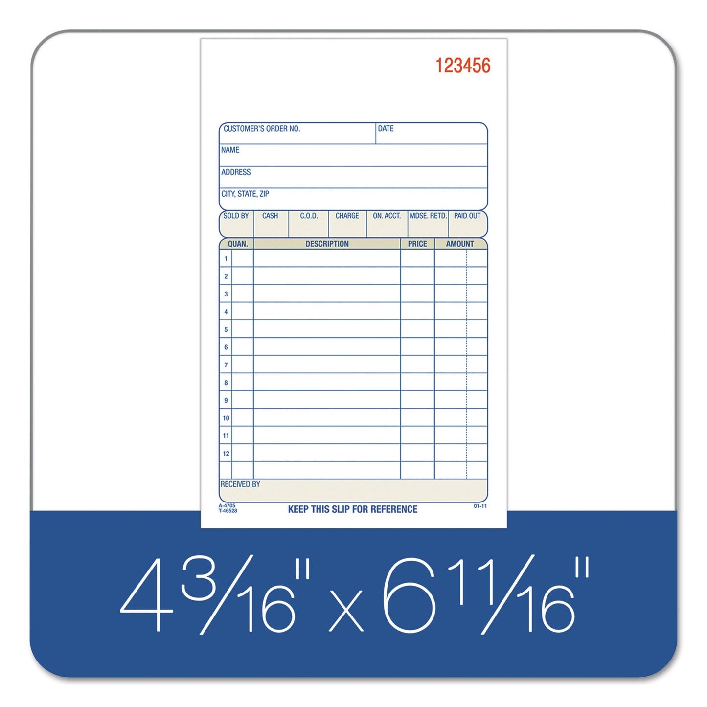 Adams Carbonless Sales Order Book, Three-Part Carbonless, 4.19 x 7.19, 50 Forms