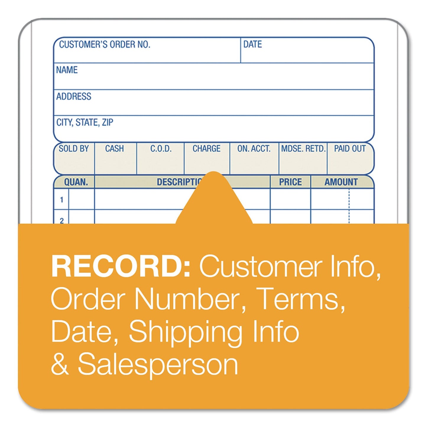 Adams Carbonless Sales Order Book, Three-Part Carbonless, 4.19 x 7.19, 50 Forms