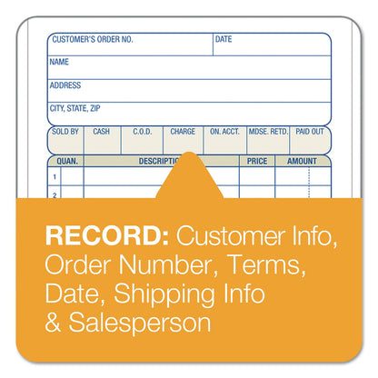 Adams Carbonless Sales Order Book, Three-Part Carbonless, 4.19 x 7.19, 50 Forms