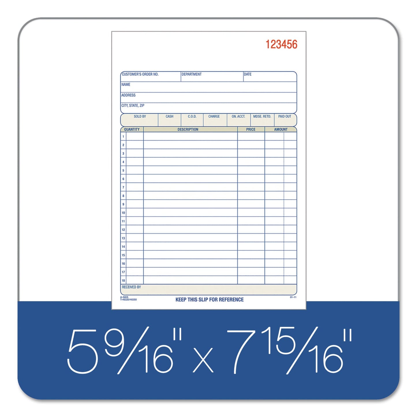 Adams TOPS Sales/Order Book, Three-Part Carbonless, 7.95 x 5.56, 1/Page, 50 Forms