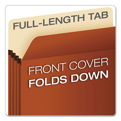 Pendaflex Standard Expanding File Pockets, 5.25" Expansion, Letter Size, Red Fiber, 10/Box