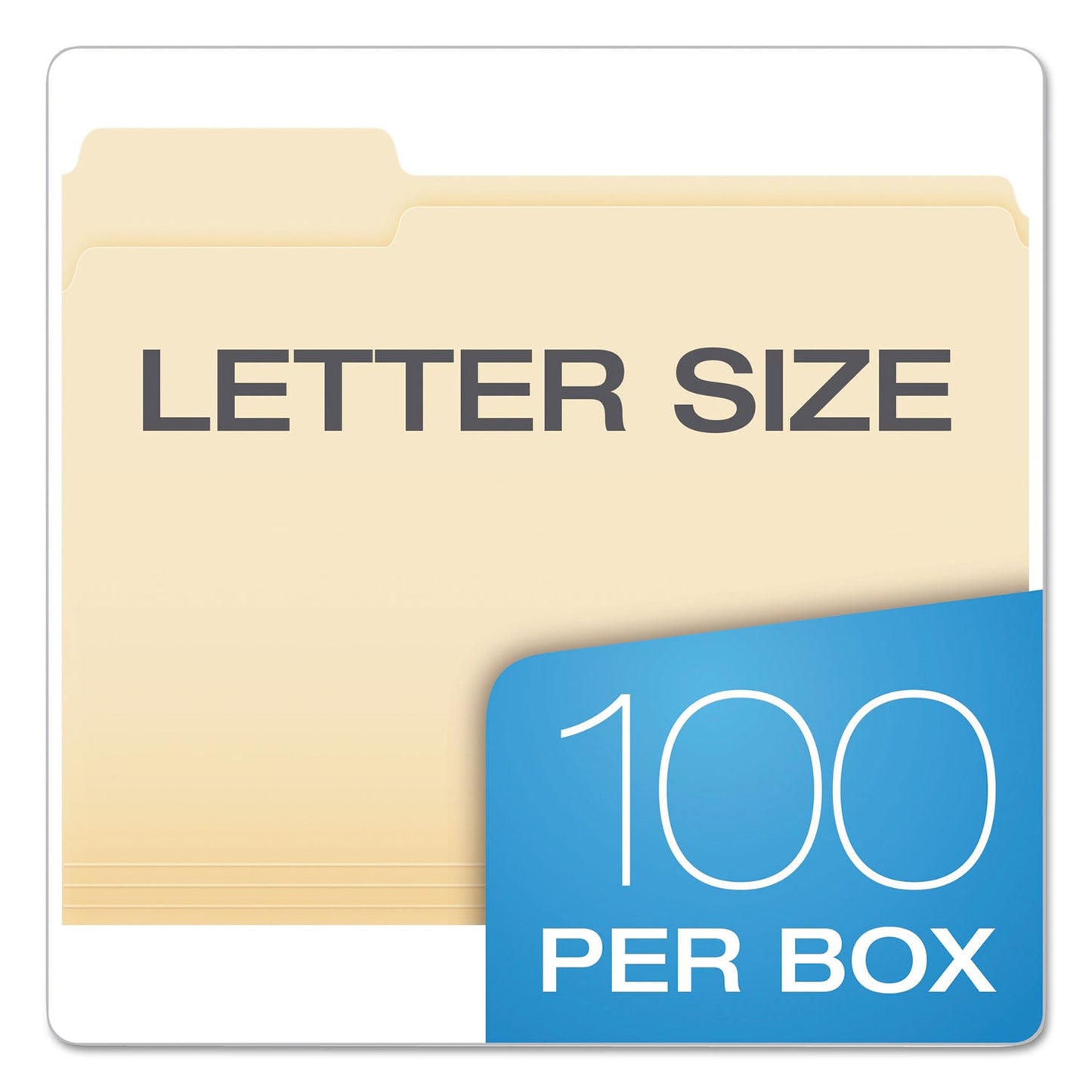 Pendaflex CutLess File Folders, 1/3-Cut Tabs: Assorted, Letter Size, Manila, 100/Box
