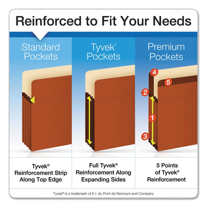 Pendaflex Earthwise by Pendaflex Recycled File Pockets, 5.25" Expansion, Letter Size, Red Fiber