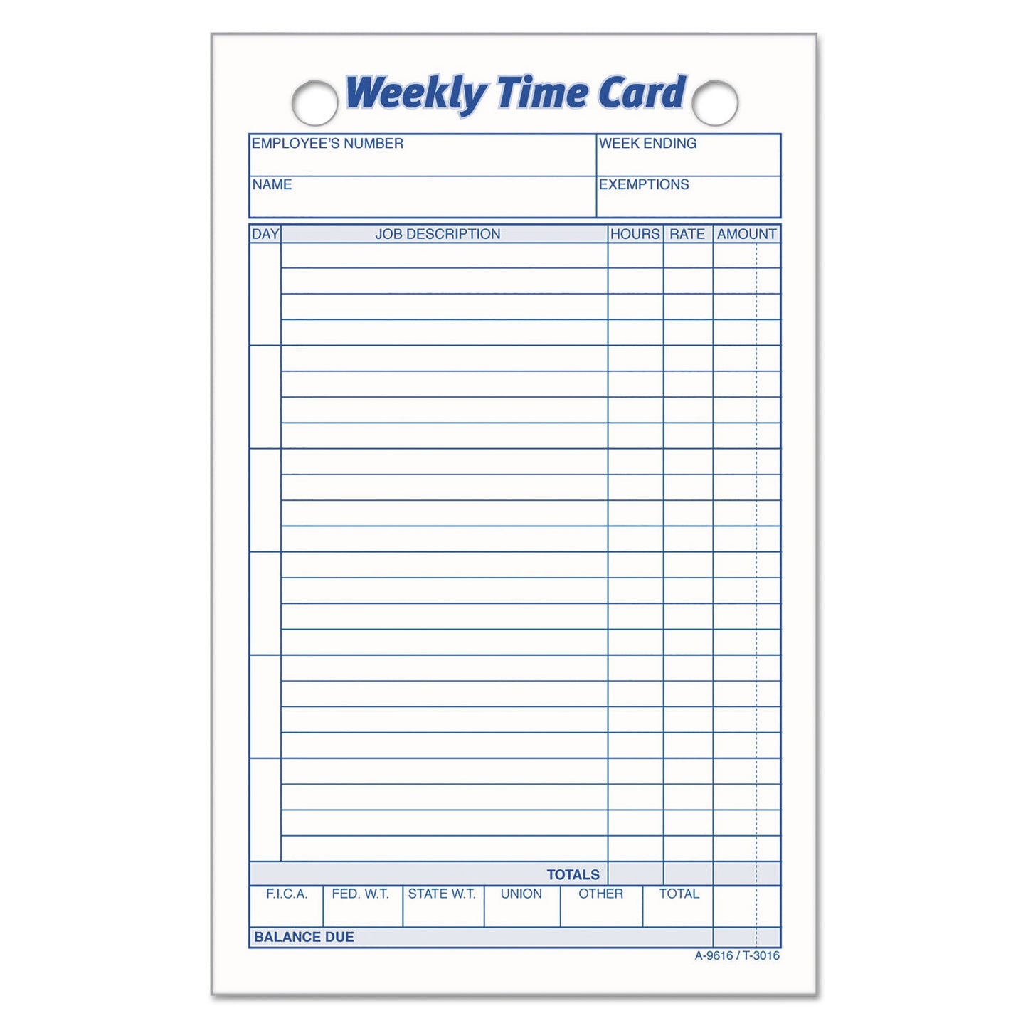 TOPS Weekly Employee Time Cards, One Side, 4.25 x 6.75, 100/Pack