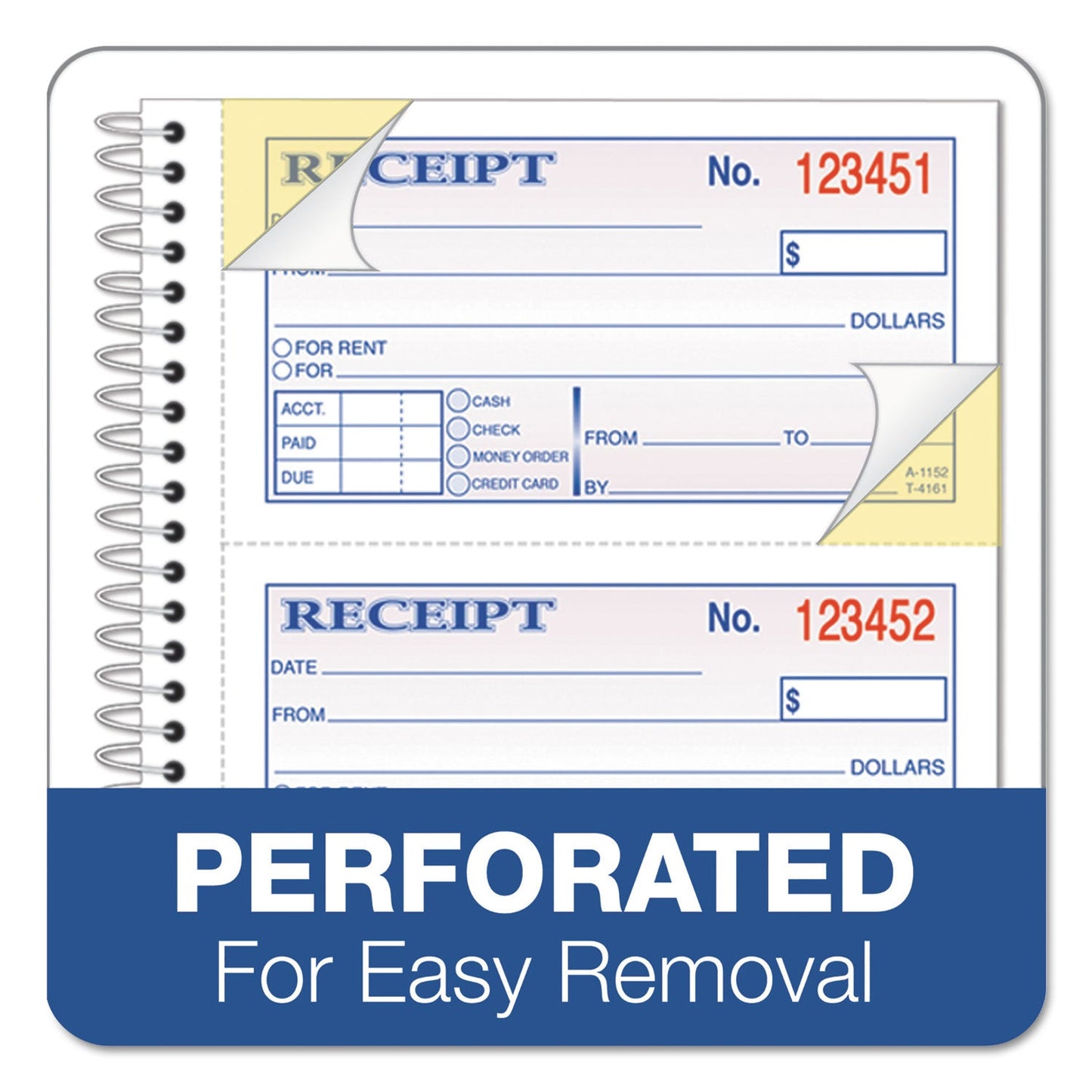 TOPS Money/Rent Receipt Spiral Book, Two-Part Carbonless, 2.75 x 4.75, 4/Page, 200 Forms