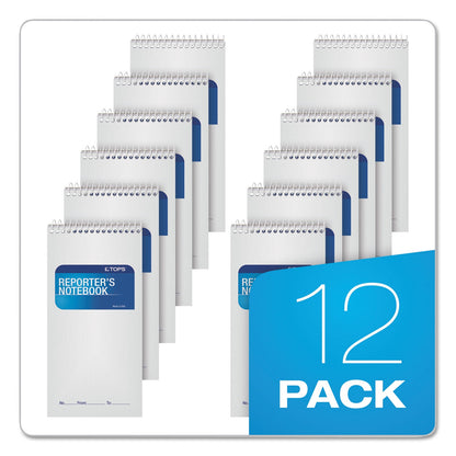 TOPS Reporter’s Notepad, Wide/Legal Rule, White Cover, 70 White 4 x 8 Sheets, 12/Pack