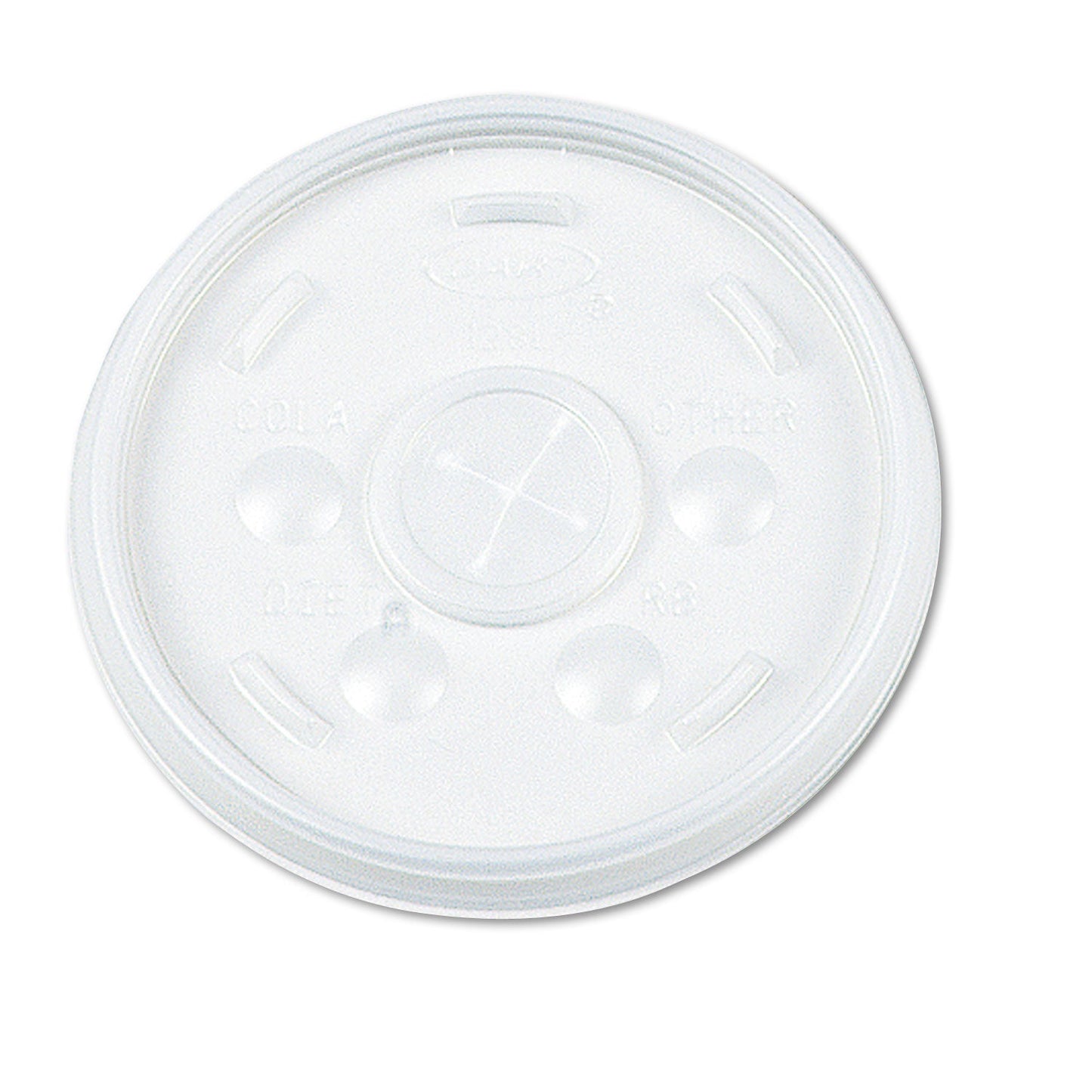 Dart Plastic Lids for Foam Cups, Bowls and Containers, Flat with Straw Slot, Fits 12-60 oz, Translucent, 100/Pack, 5 Packs/Carton