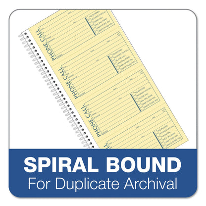 TOPS Second Nature Phone Call Book, Two-Part Carbonless, 2.75 x 5, 4/Page, 400 Forms