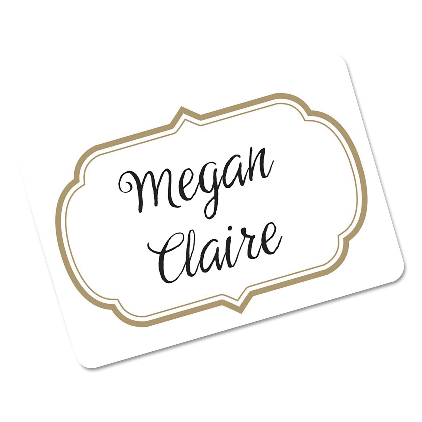 Avery Flexible Adhesive Name Badge Labels, 3 3/8 x 2 1/3, White/Gold Border, 120/PK