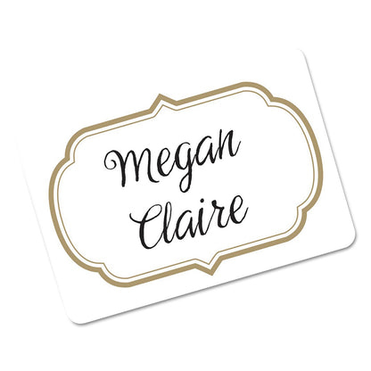 Avery Flexible Adhesive Name Badge Labels, 3 3/8 x 2 1/3, White/Gold Border, 120/PK