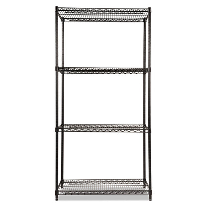 Alera NSF Certified Industrial Four-Shelf Wire Shelving Kit, 36w x 18d x 72h, Black