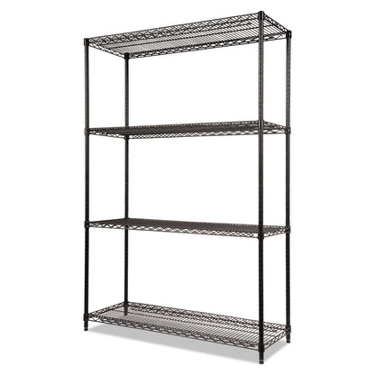 Alera NSF Certified Industrial Four-Shelf Wire Shelving Kit, 48w x 18d x 72h, Black