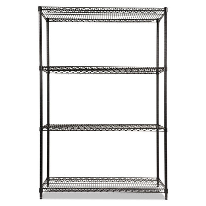 Alera NSF Certified Industrial Four-Shelf Wire Shelving Kit, 48w x 18d x 72h, Black