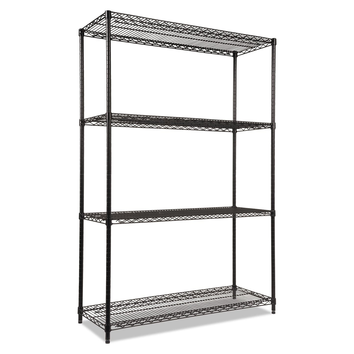 Alera NSF Certified Industrial Four-Shelf Wire Shelving Kit, 48w x 18d x 72h, Black