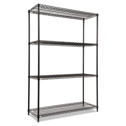 Alera NSF Certified Industrial Four-Shelf Wire Shelving Kit, 48w x 18d x 72h, Black