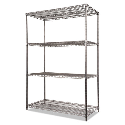 Alera Wire Shelving Starter Kit, Four-Shelf, 48w x 24d x 72h, Black Anthracite