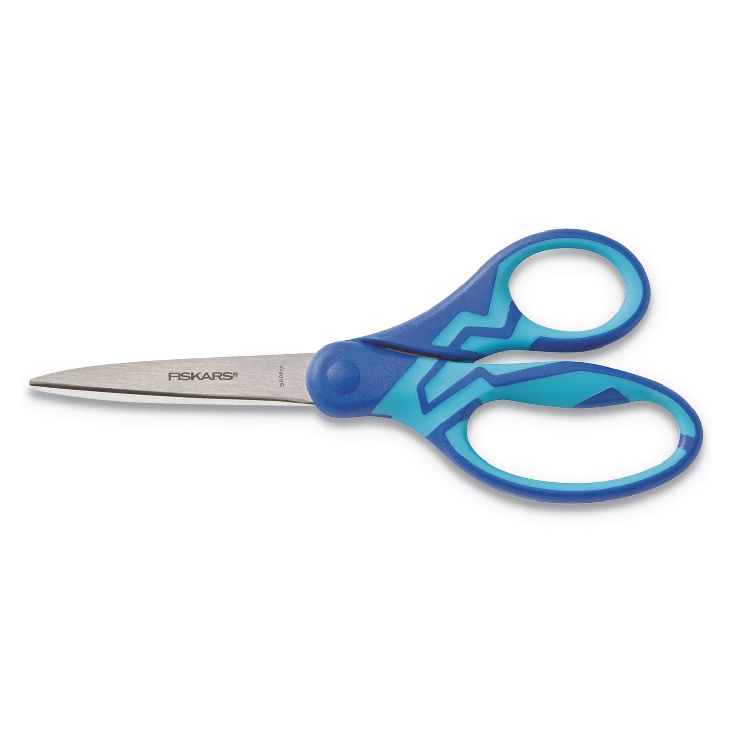 Fiskars Kids/Student Softgrip Scissors, Pointed Tip, 7" Long, 2.63" Cut Length, Blue Straight Handle