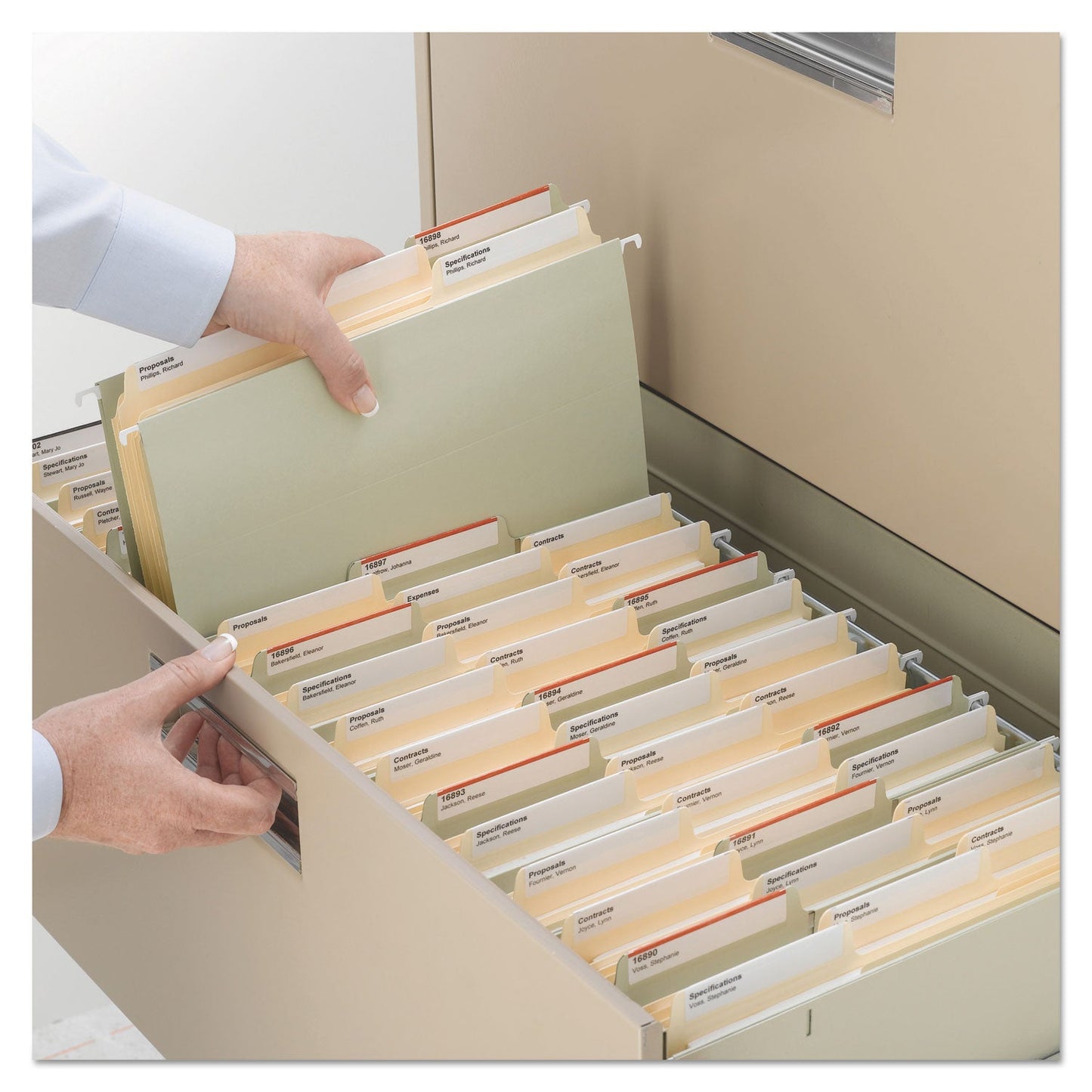 Smead SuperTab Reinforced Guide Height Fastener Folders, 2 Fasteners, Legal Size, 14-pt Manila Exterior, 50/Box