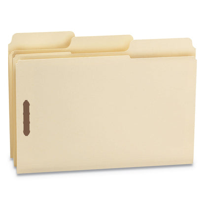 Smead SuperTab Reinforced Guide Height Fastener Folders, 2 Fasteners, Legal Size, 14-pt Manila Exterior, 50/Box