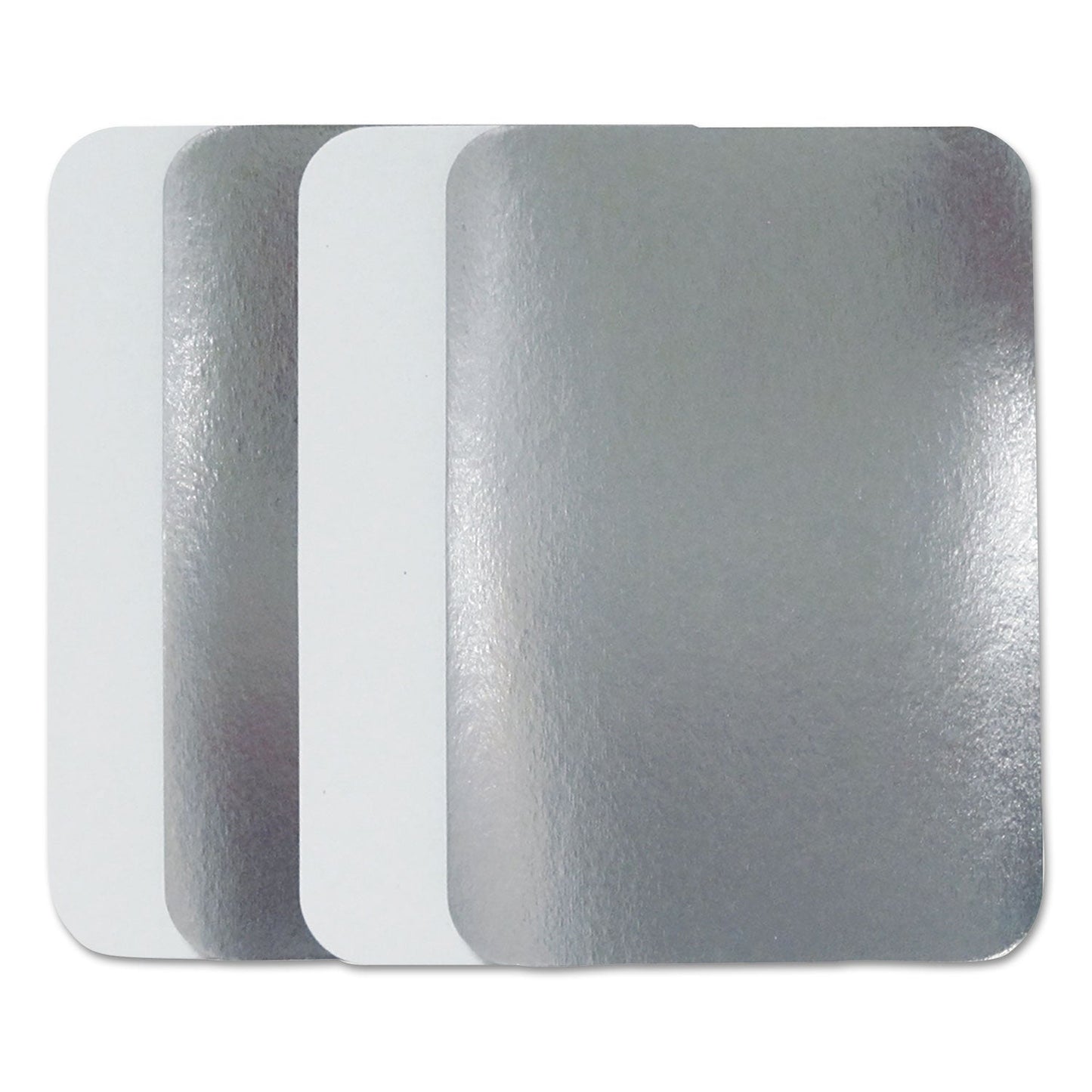 Durable Packaging Flat Board Lids, For 2.25 lb Oblong Pans, Silver, Paper, 500 /Carton