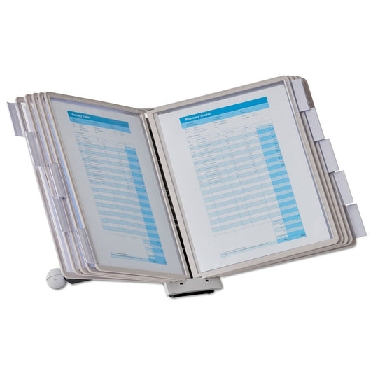 Durable SHERPA Desk Reference System, 10 Panels, 10 x 5.88 x 13.5, Gray Borders